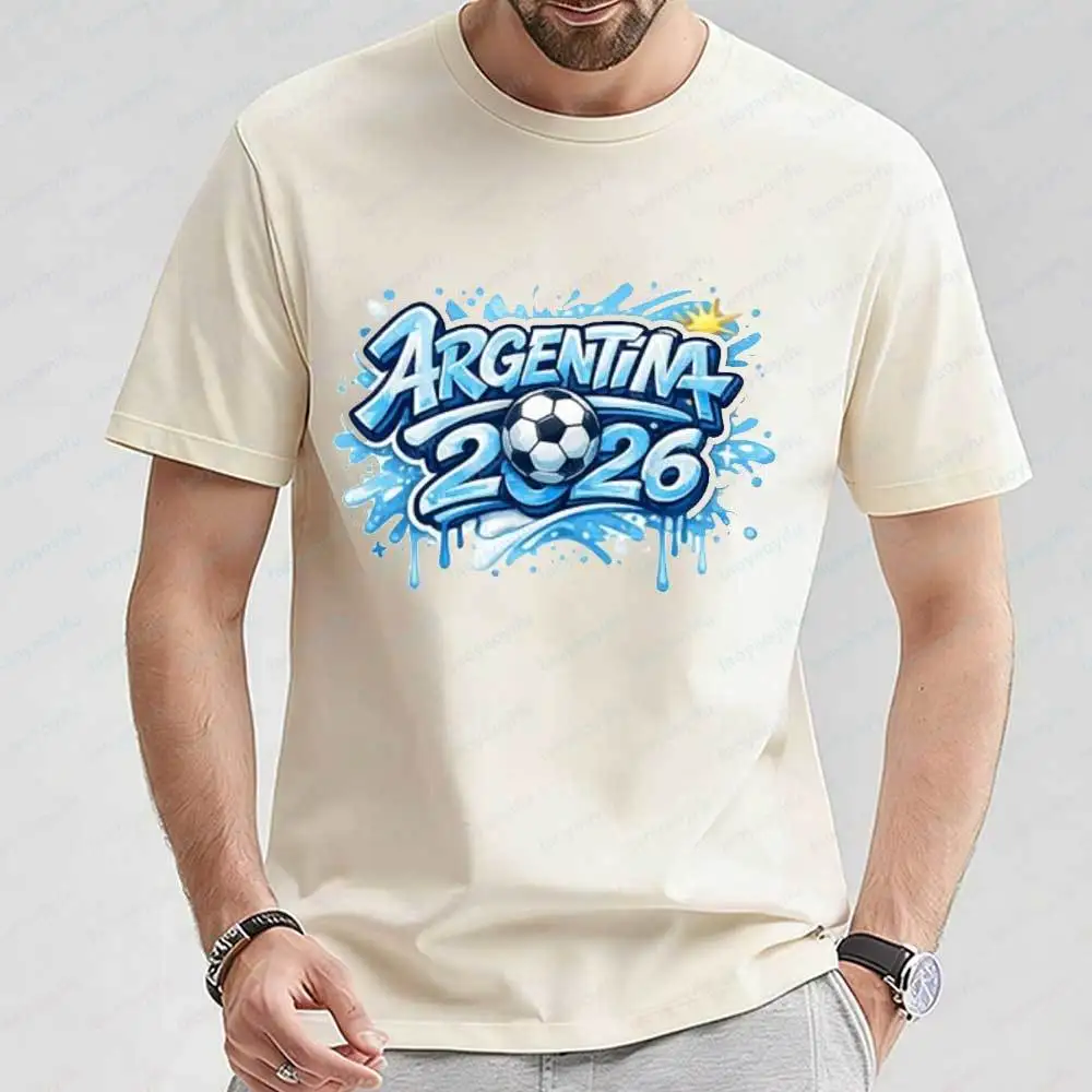 2026 Soccer Argentina T-Shirt for Men Cool Argentina Football Fan Graphic Tee Cotton 2026 Soccer Sportswear Summer Trendy Tops