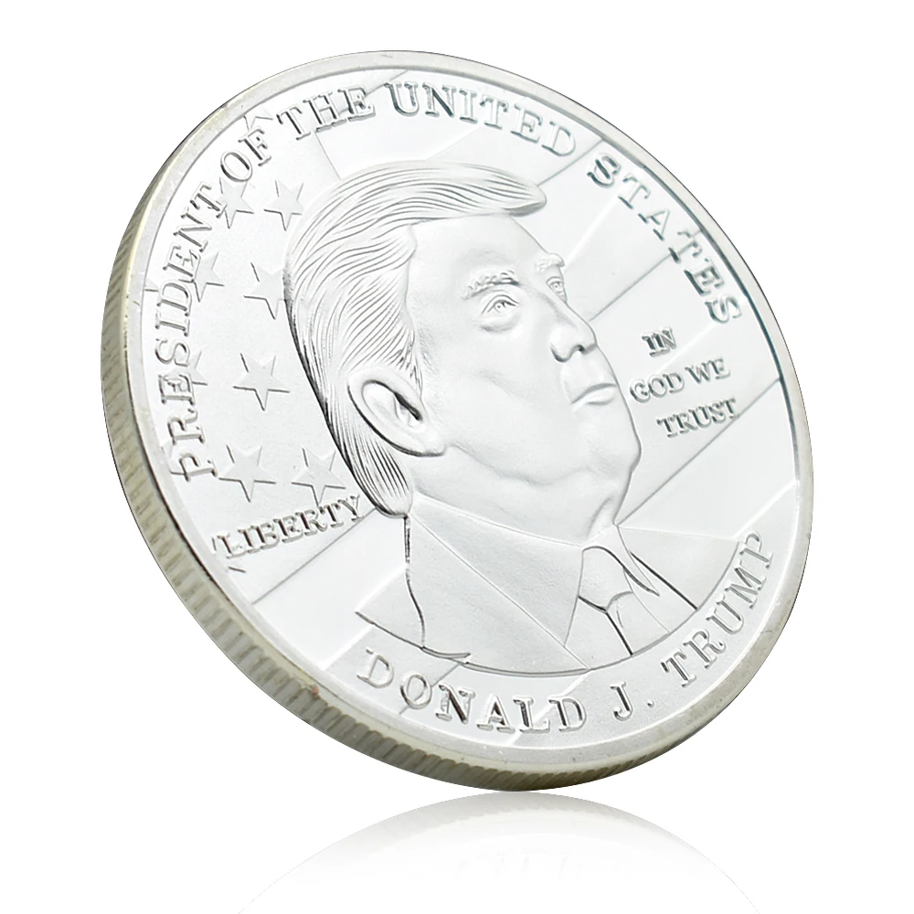 45th Presidenr of The United States Donal J. Trump Silver Plated Coin Souvenir Fans Collection Gift in God We Trust Medal