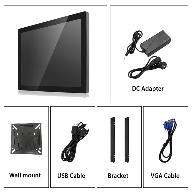 Imagem -05 - Monitor Industrial do Tela Táctil Quadro Aberto Superfície Plana Exposição Capacitiva Impermeável 1024x768 Hdmi Vga Usb Novo 12