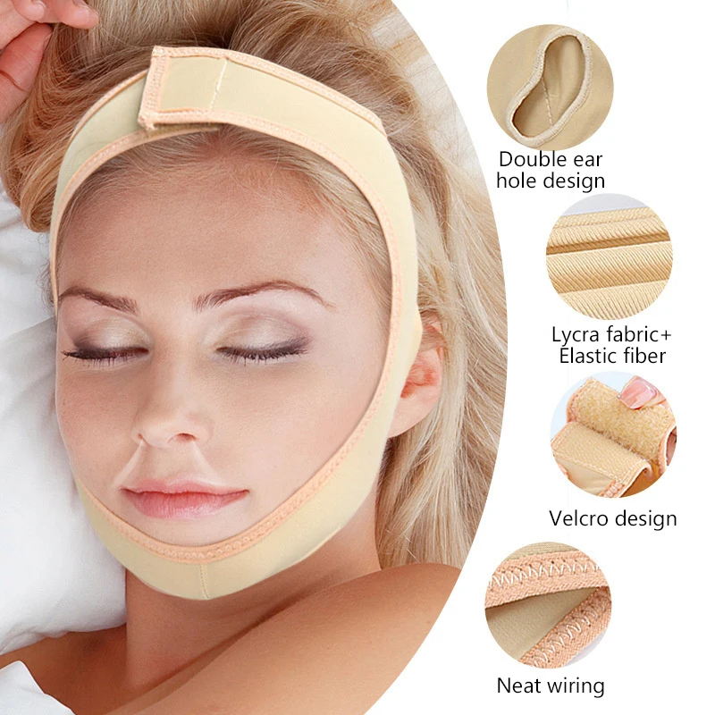 Fasciatura elastica per il viso dimagrante Linea V Shaper per il viso Donna Mento Guancia Sollevamento Cintura Massaggiatore per il viso Cintura Strumenti per la cura della pelle del viso Bellezza
