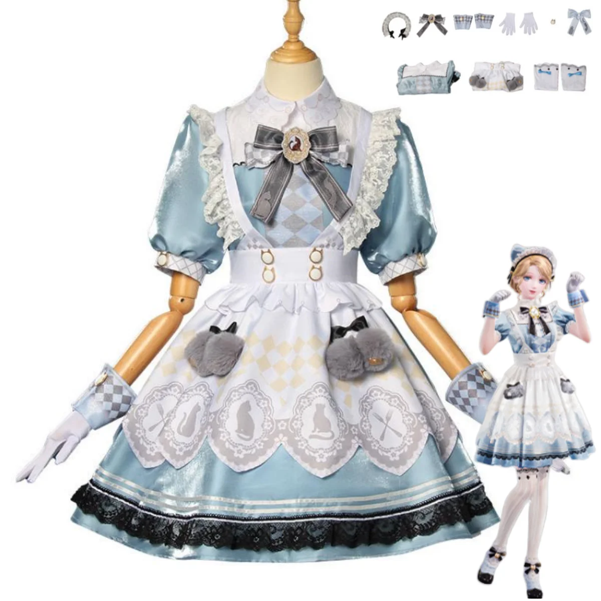 

Game Infinity Nikki Cosplay Costume Tea Party Blue Kawaii Princess Dress Lolita Skirt Woman Cute Carnival Christmas Suit