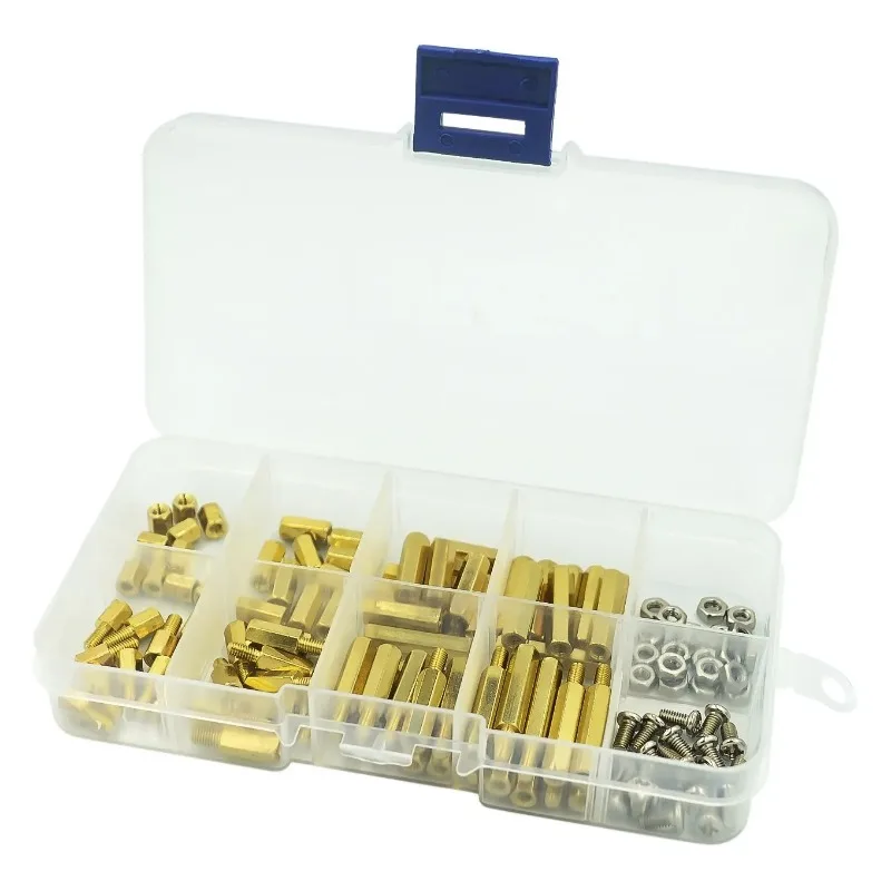 120 STKS M3 Rvs Schroeven Moeren Assortiment Kit met Doos Set van 10 Waarden Mannelijke Vrouwelijke Messing Zeshoekige Kolom voor PCB Board