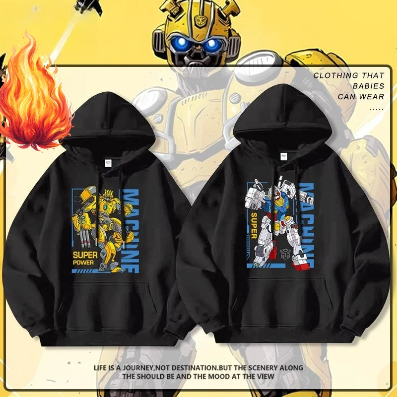Bluza Transformers dla chłopców, jesienno-zimowa odzież anime z motywem Optimusa Prime'a i Bumblebee dla dzieci.