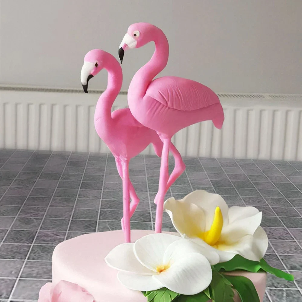 Pink Flamingo Cake Toppers Birthday Cake Decor Party Flamingo Decor Cake Flower Summer Tropical Hawaiian Party Decor Aloha Party