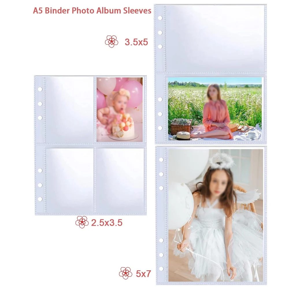 10 Pack Photocard Sleeves for 6 Ring A5 Binder, Ultra-Clear K-pop Photocard Sleeves,Top Loading Photo Sheet Protector for Photos