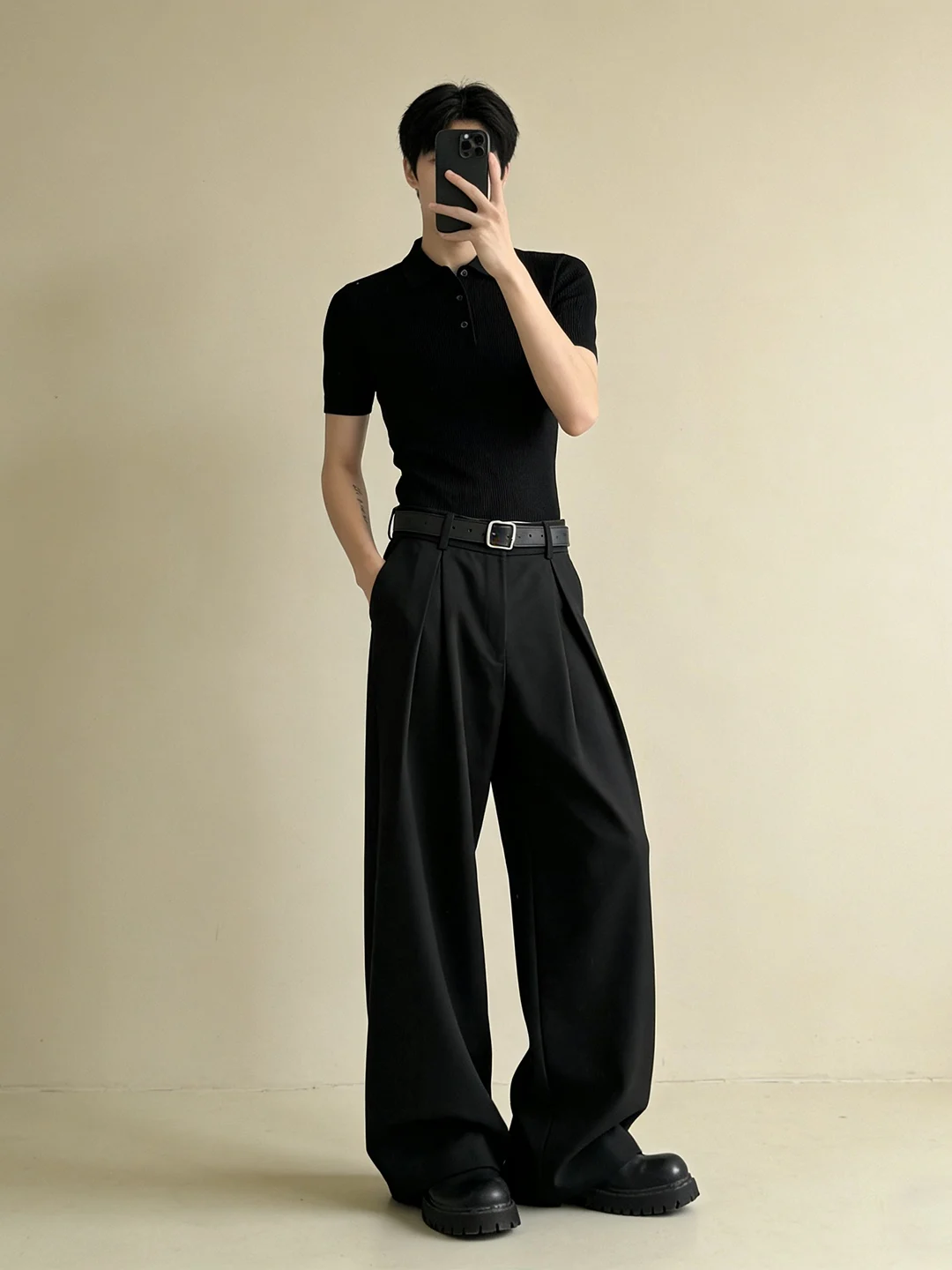 

Cleanfit Bla Pleated Men's Pants Lightweight Maturi Busin Sle Micro Flared West Pants High-End Casual Suit Pants