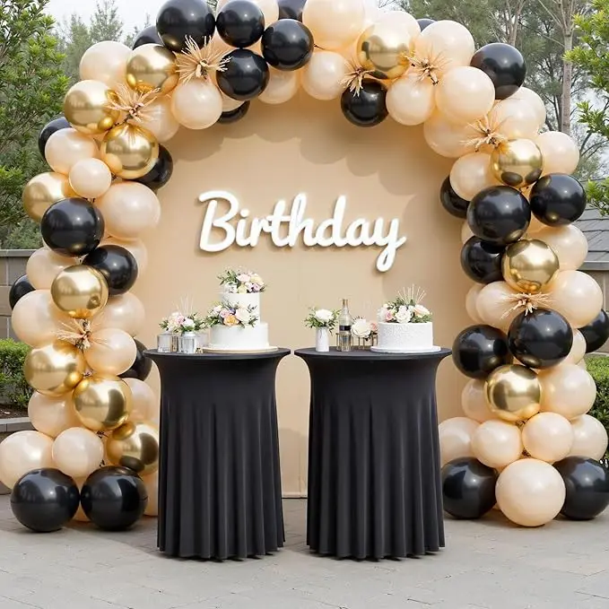 Black Round Spandex Cocktail Table Skirt  32