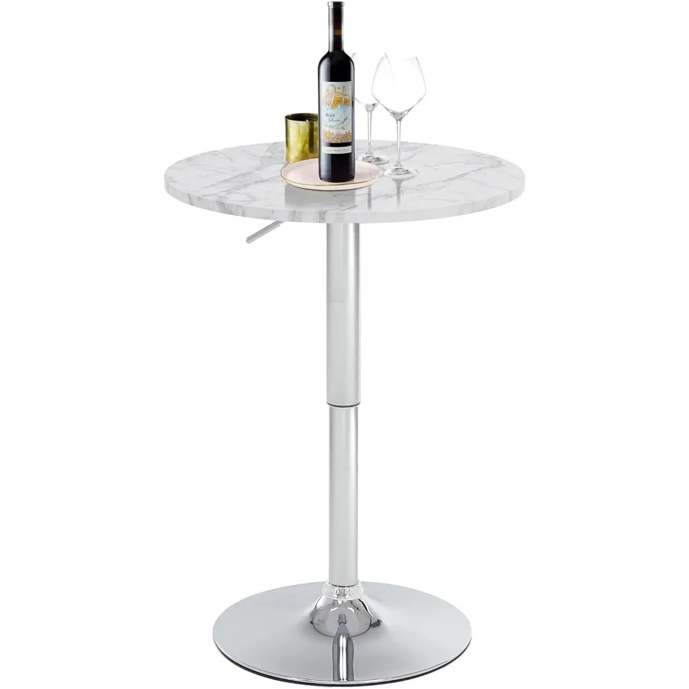 

Round Bar Table, Adjustable Height Bar Table, Modern Cocktail Bar Table with MDF Top and Metal Base, Bistro Pub Table Suita