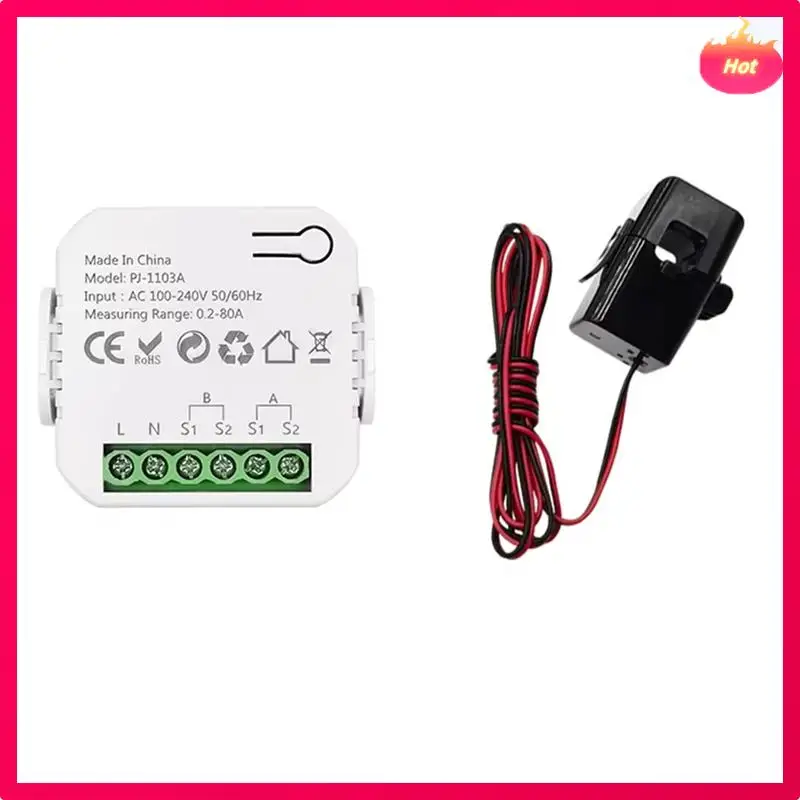 

Tuya Smart Life Wi-Fi энергетический монитор двунаправленный 1-канальный с зажимом CT App Monitor