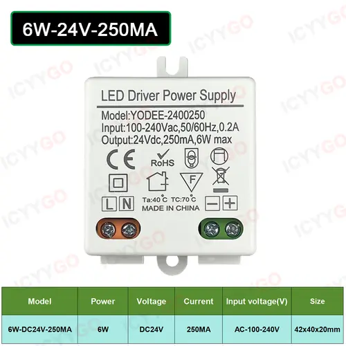 3W 6W 10W 12W DC12V 24V Lighting Transformer 250MA 500MA 830MA 600MA Driver Suitable For LED Light Strip 3528 5050 Power Supply - Image 15