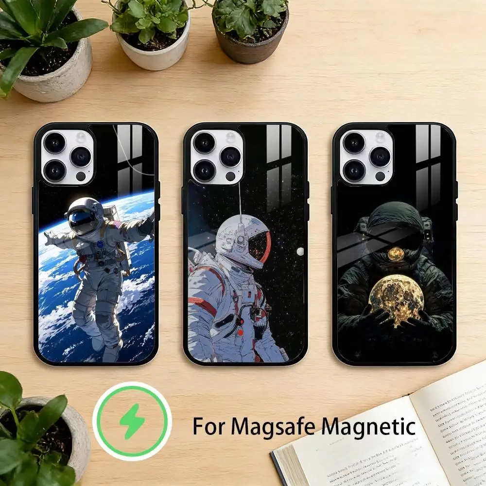 

Lovely A-Astronaut Phone Case For iPhone 17/16/15/14/13/12/Plus/Pro/Max for Magnetic Wireless Charging