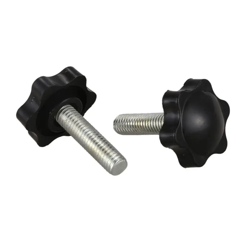 DT17 24 Pcs Black Spare Part M8 x 30mm Male Threaded Knurled Grip Star Knob