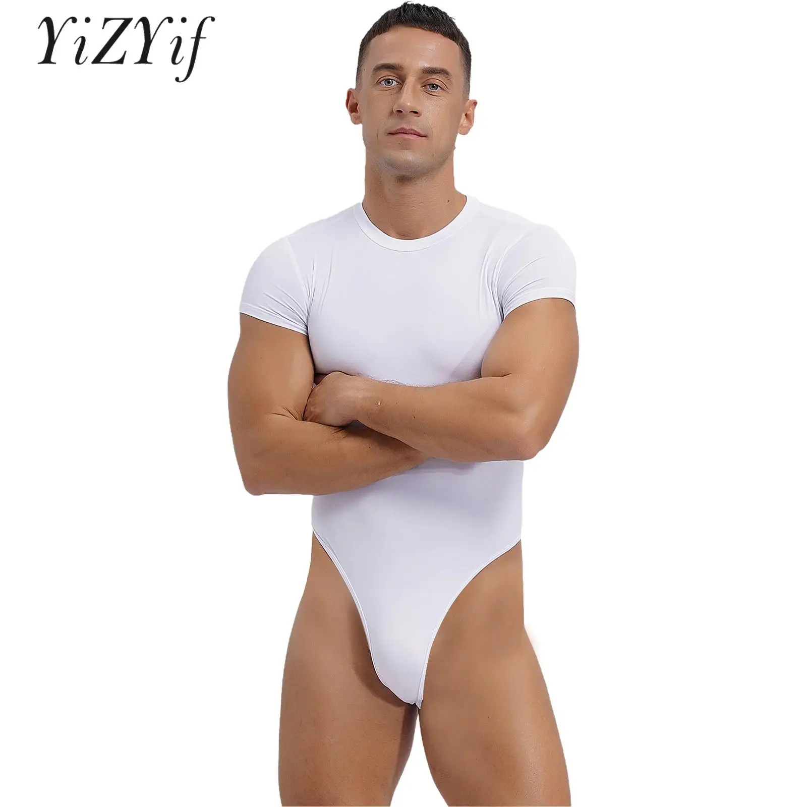 Ropa interior Sexy de Fitness para hombre, ropa interior de lucha de una pieza transparente, ropa de dormir delgada, ropa interior de culturismo, mamelucos de Color sólido