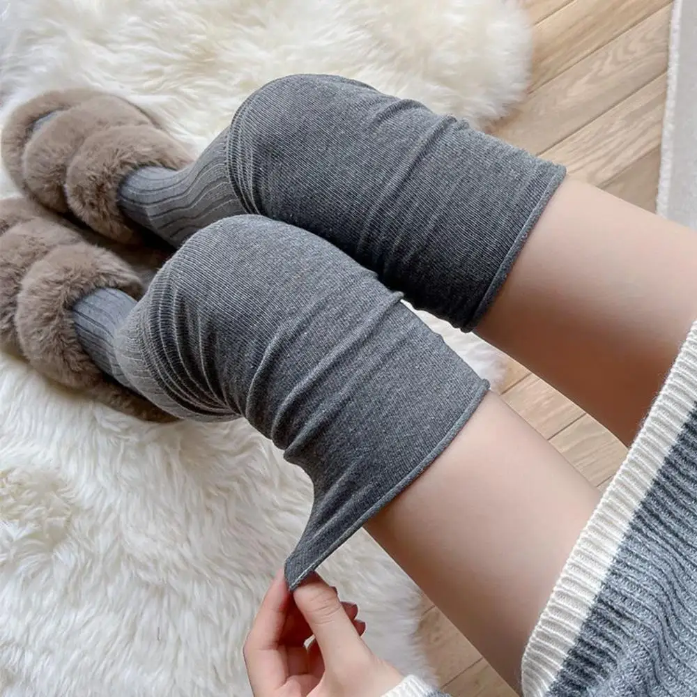 Autumn Winter Women Cotton Knit Stockings Sweet Girl Lolita Jk Solid Color Over Knee Socks Warm Outdoor Coldproof High Stockings