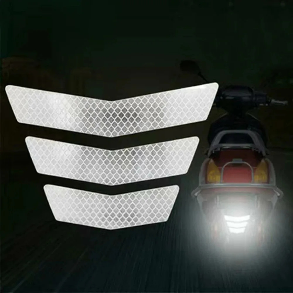 Motorcycle Stickers Reflective Warning Trapezoidal Arrow Tail Fender Racing Bumper Decal Adhesive Tape for Car Pegatinas Moto