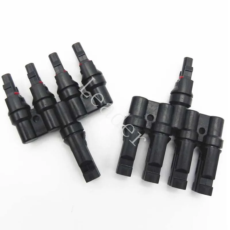 

50 Pairs/Lot 1000V IP67 4 In 1 T Branch Solar Cable Connector Male and Female For Solar Cable 2.5MM2/4MM2/6MM2