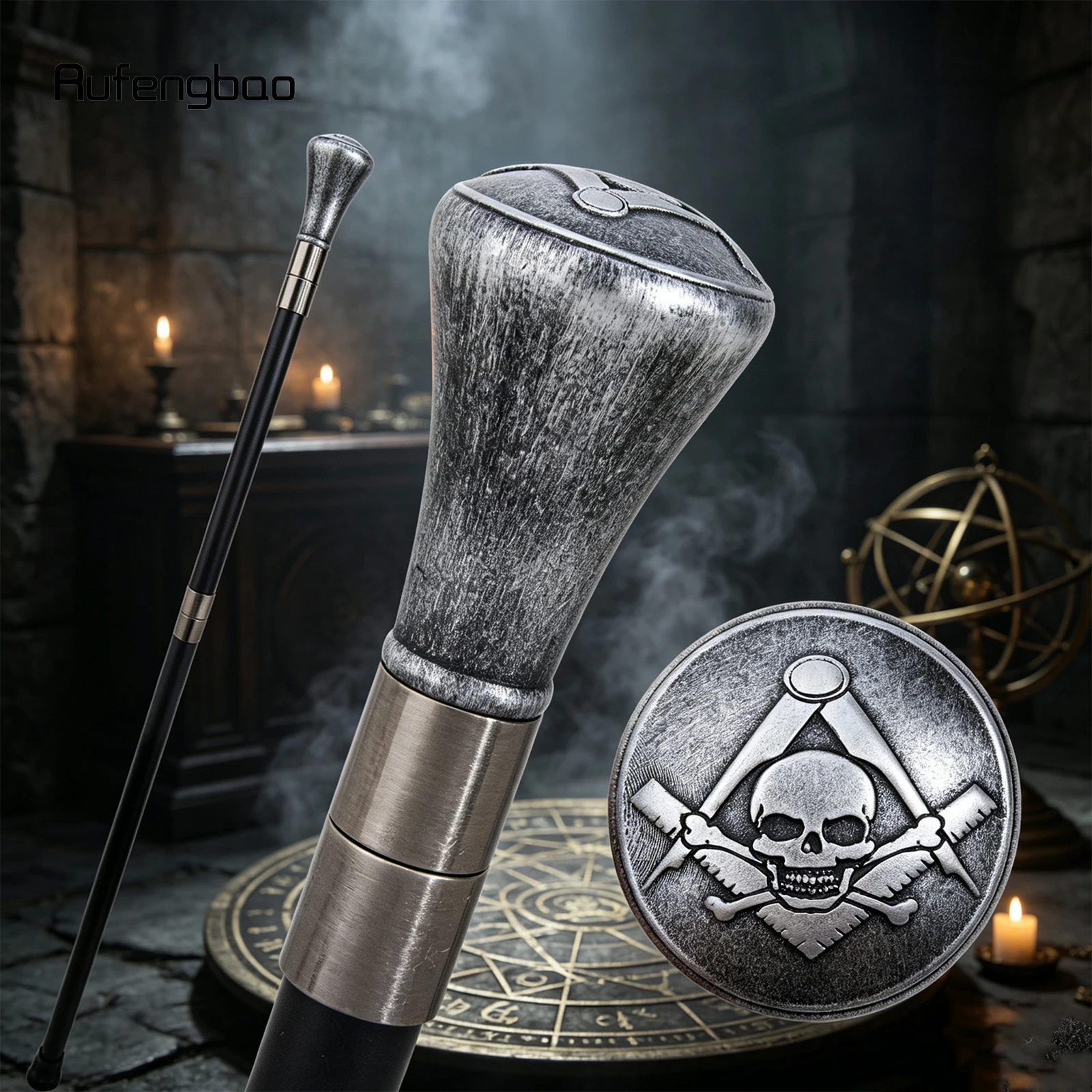 Silver Resin VG Skull Totem Decorative Cane for Halloween for Cosplay and Parties Decorative Stick 94cm