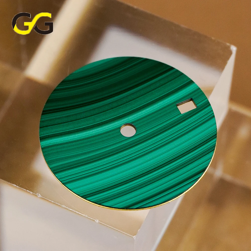 GG 28.5mm Green Malachite Texture Single Calendar Watch Dial, Aftermarket Modified Dial Parts For NH35 NH36 Mechanical Watch