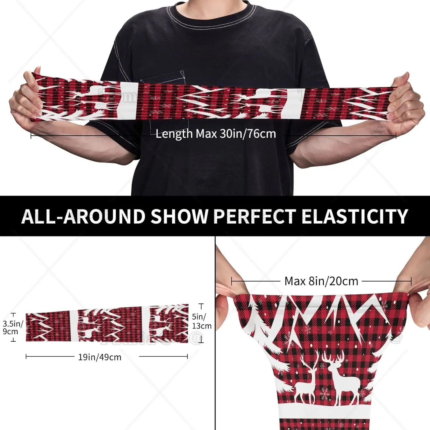 คริสต์มาสบัฟฟาโลลายสก๊อตพิมพ์แขนแขน Cooling UV Sun Protection กีฬาการบีบอัดสําหรับผู้ชายผู้หญิงกอล์ฟบาสเกตบอลแขนแขน