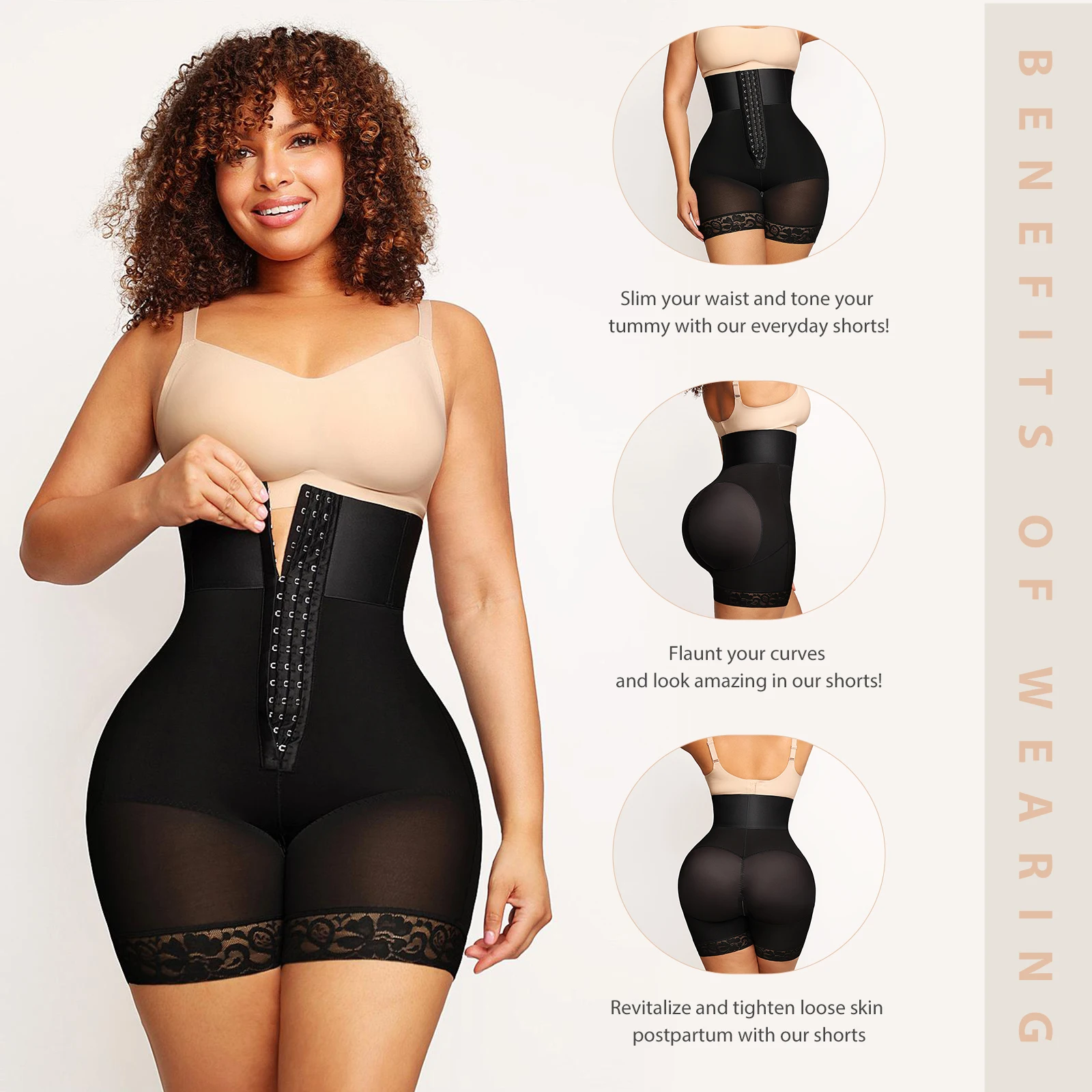 Bandage High Waisted Body Shaper Shorts Shapewear for Women Tummy Control Thigh Slimming Slip Shorts Butt Lifting Shapewear