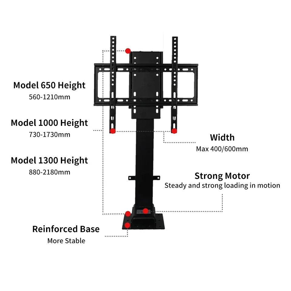 Motorized TV Stand for 37 to 65  80 inch Screens, Vertical Lift Television Stand with Remote Control, Compact TV Mount Bracket