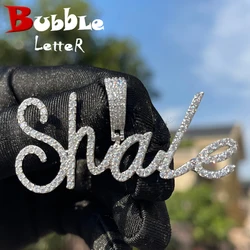 Bubble Letter Jewelry Custom Name Chain for Women Tiny Cursive Necklace Prong Setting Personalized Pendant Hip Hop Fashion Charm