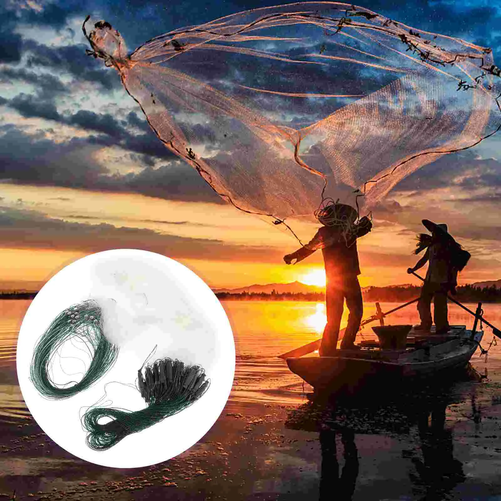 Monofilament Gill Network Single Layer Net Outdoor Fish Gillnet Trap (1m x 20m, Three Layer Round D