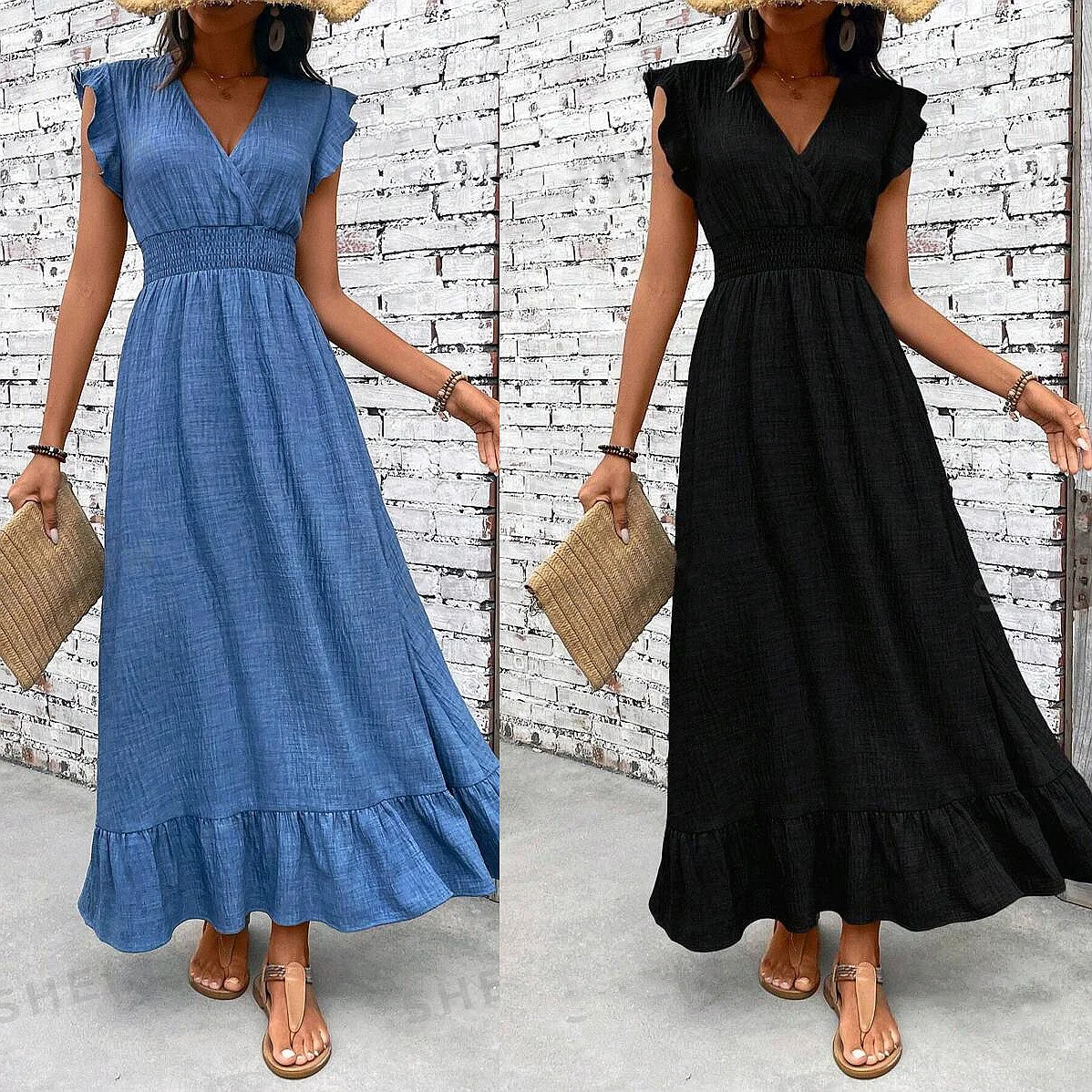 Women's Casual Simple Waist-Cinching Long Maxi Dress Dresses for Spring Summer Vacation