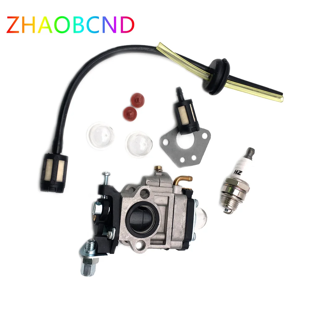 Best 15mm Carburetor Carb Kit For 43CC 52CC 47CC 49CC Brush Cutter with Seal Hose Petrol Filter Spark Plug Replacement Parts