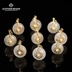 1 PC Natural White Salt Source Agate Carved Abacus Beads Beautiful Charms Pendant For Jewelry Making Diy Necklace Bracelet