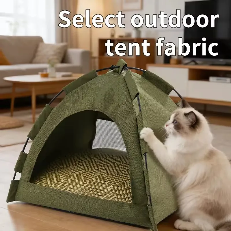 Foldable Semi-Enclosed Pet Tent Washable Detachable Cat House Four Season Outdoor Indoor Shelter Cave Bed For Cats And Small Dog - view 4