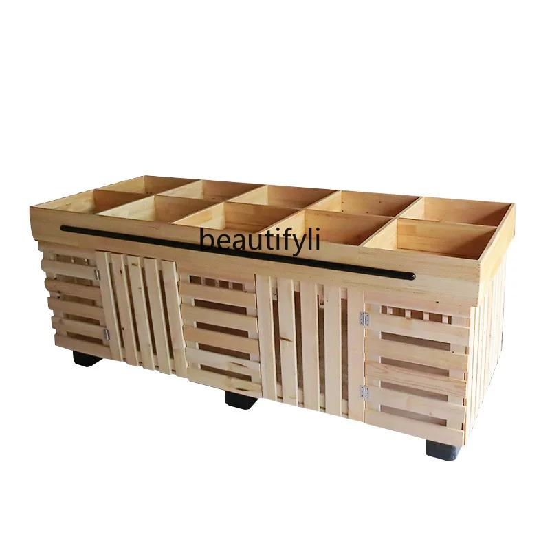 supermarket shelves, fruit racks, fresh store, vegetable display racks, solid wood multi-functional convenience store mobile