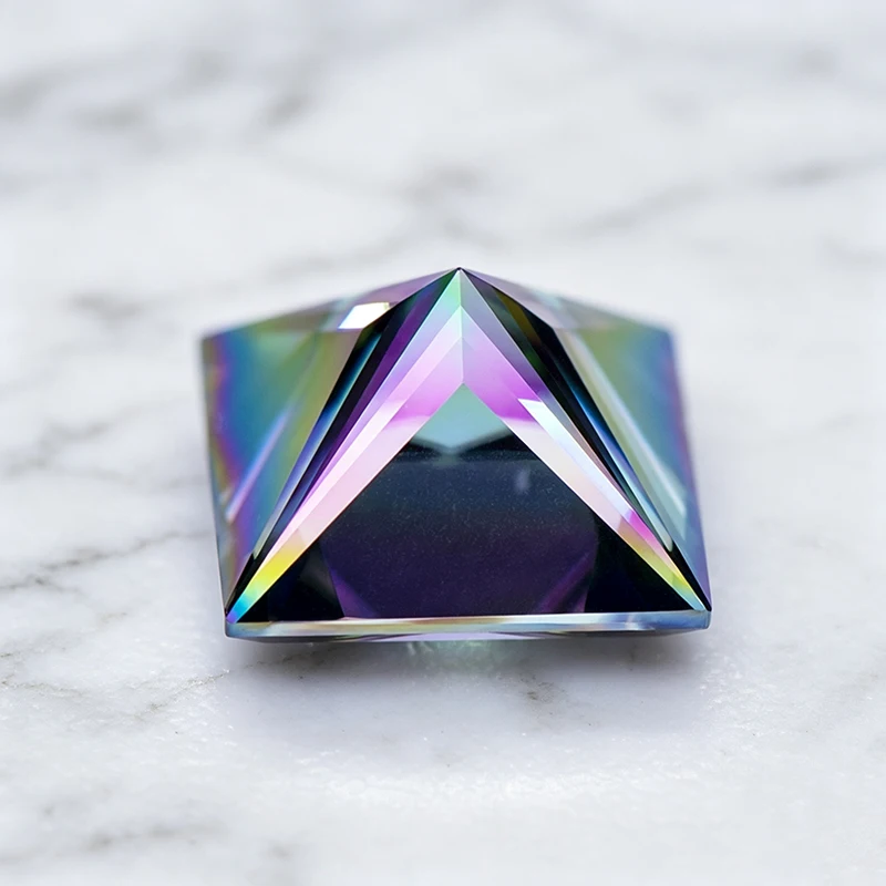 Moissanit-Stein in Prinzessinnenschliff, regenbogengrüner Edelstein für DIY-Schmuck, Ring, Halskette, Ohrringe, Hauptmaterialien mit Zertifikat – Detail 2