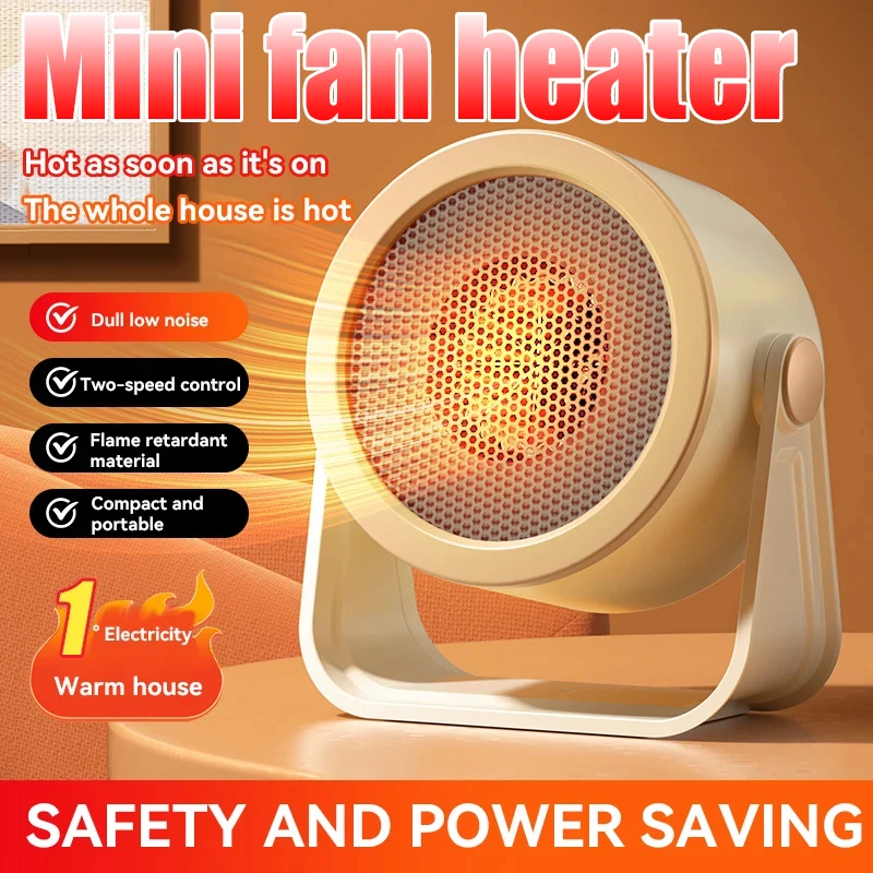 Mini Heater Small Portable Shaking Head Heater Low Noise Energy Saving  Rapid Heating for Desktop Home Office