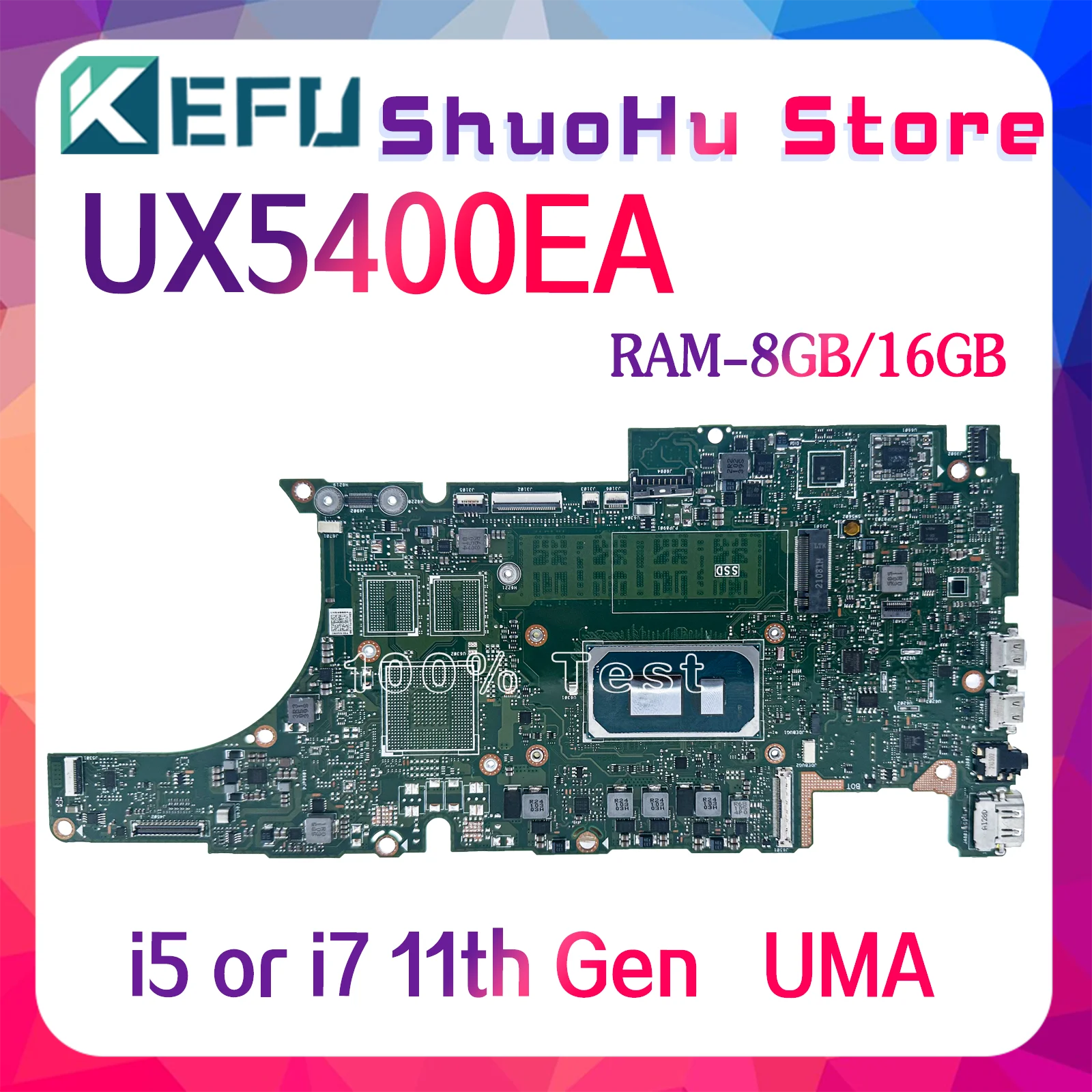 

KEFU Mainboard For ASUS UX5400EA UX5400E UX5400 BX5400EA BX5400E BX5400 Laptop Motherboard I5-I7/11th Gen 8GB/16GB-RAM
