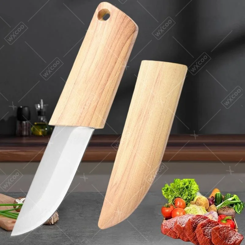 WXCOO Obstmesser aus Edelstahl, multifunktionales Küchenmesser zum Schneiden von Fleisch mit Deckel, Taschenmesser, Küchenzubehör