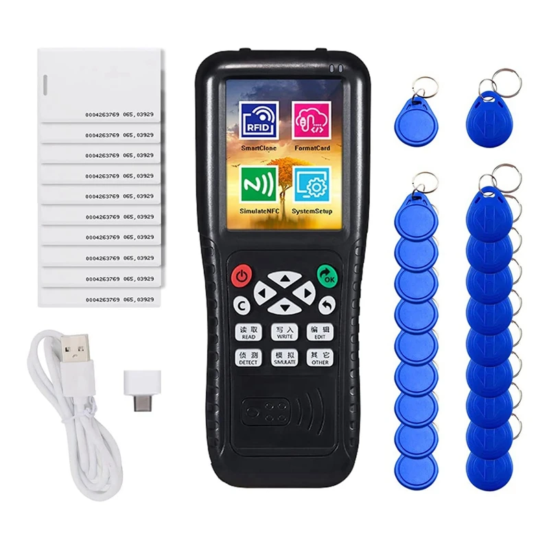 

1Set Black NFC Smart Card Reader Writer RFID Copier English Version Icopy X100 NFC ID IC Reader