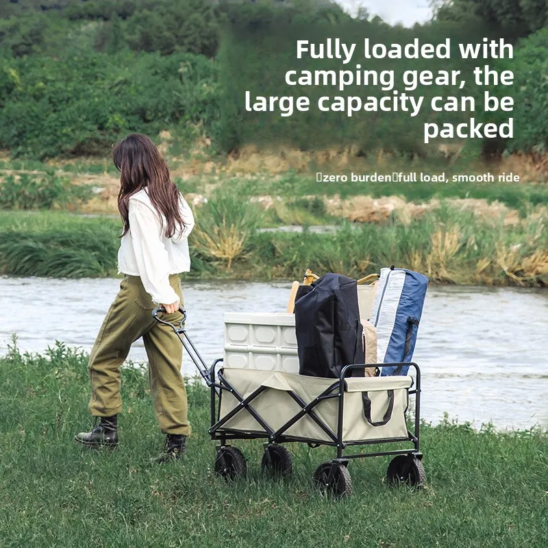 Trending Camping Folding Cart Wagon Adjustable Fishing Hauling Outdoor Beach Trolley Hand Cart Folding Cart Camping Cart