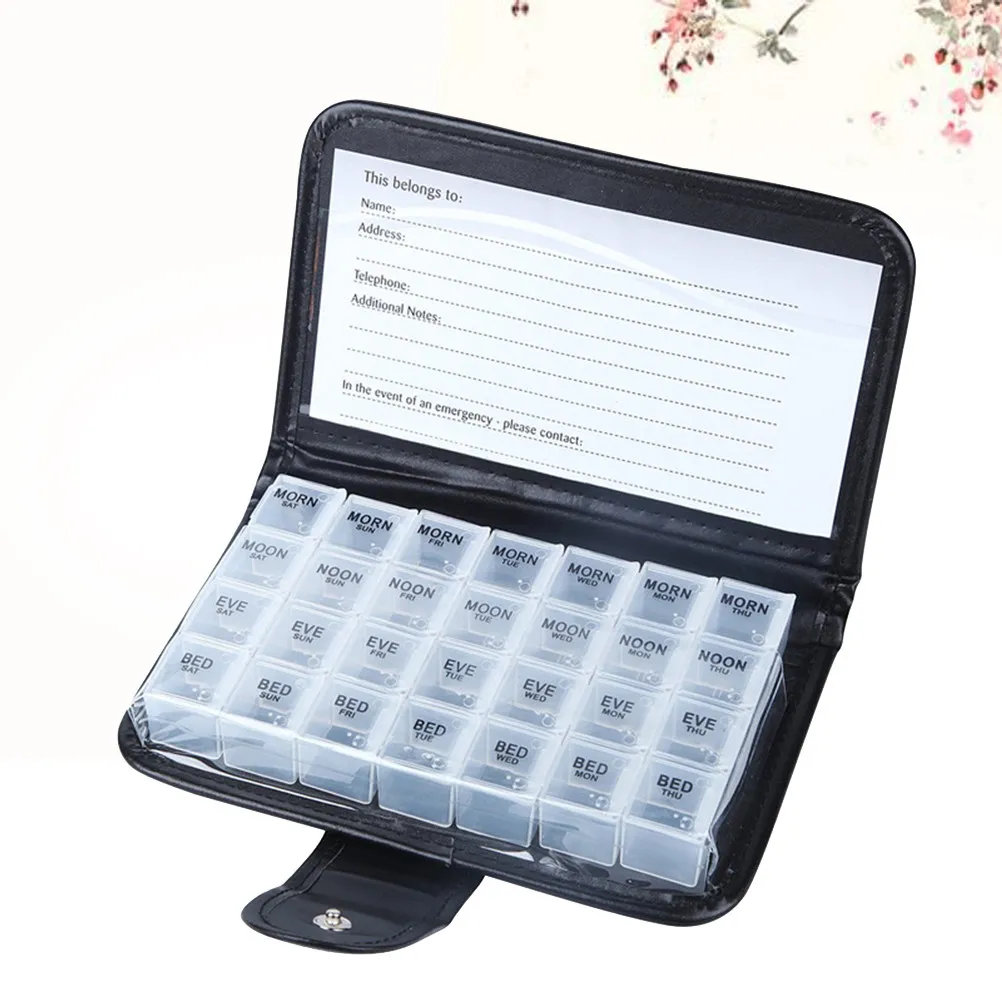 

1 шт. Ежедневный органайзер для таблеток, 7-дневный контейнер для лекарств на 28 отделений, легкий и компактный, для путешествий, улицы и дома