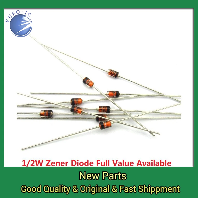 100PCS BZX55C 0.5W 2V0 2V2 2V4 2V7 3V0 3V3 3V6 3V9 4V3 4V7 1/2W Zener Diode 5V1 5V6 6V2 6V8 7V5 8V2 2.2/2.4/2.7/3.3/3.6/3.9/4.3V