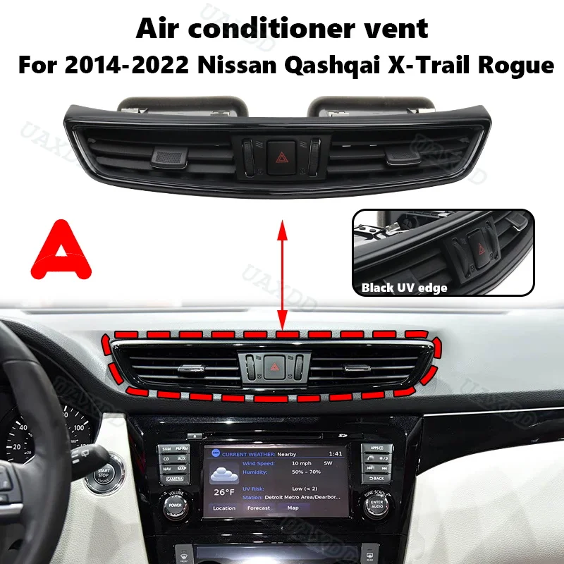 2 Din Car Outlet Automotive A/C Ventilation AC For 2014-2022 Nissan Qashqai X-Trail Rogue Air Conditioning Vent Grille Assembly