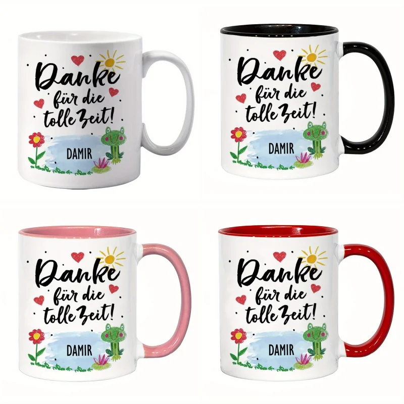Thank you for a great time frog pattern mug, reusable mug, hand wash only, no assembly required, coffee bar accessory