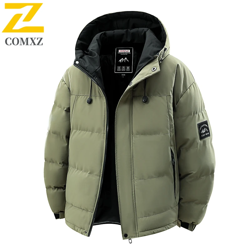 

2025 New Fashion Brand Cotton Jacket Men's Work Windproof Warm Coat Casual Versatile Fleece-lined Thickened Hooded Parka S-6XL