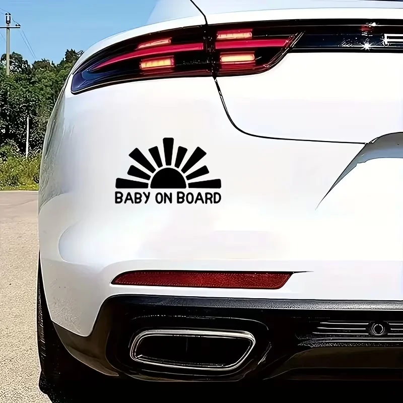 Baby on Board" Vinyl Car Sticker - Cute Cartoon Design with Red Heart & Stars, Durable Weather-Resistant Decal for Trucks, SUVs, view 3