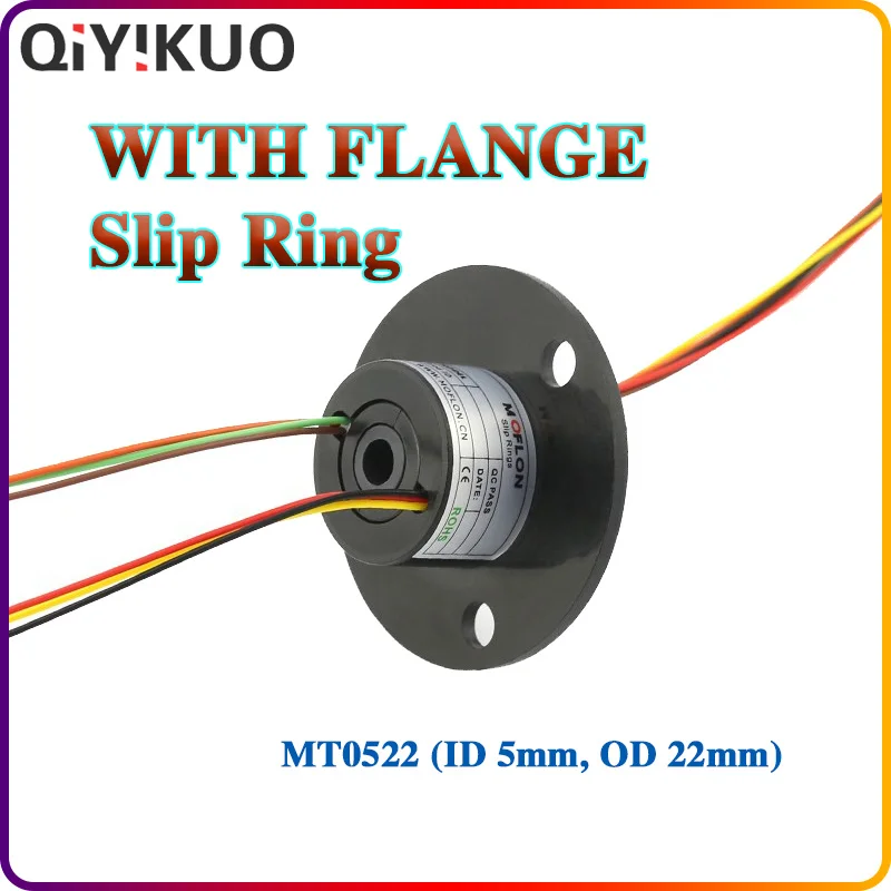 Slip Ring Inner Hole 5mm, Outer Diameter 22mm, 2, 4, 6 Paths, Each 2A Conductive With Flange QIYIKUO