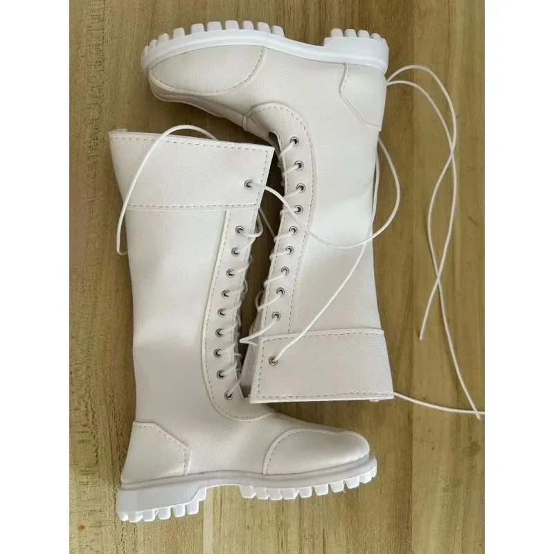 En Stock, escala 1/3, soldado femenino, zapatos con lazo de tubo largo hueco blanco, modelo apto para figuras de acción, accesorio para el cuerpo