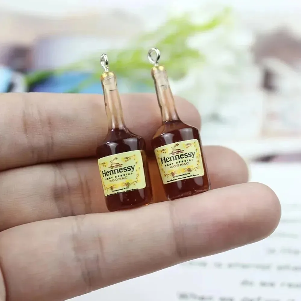 10Pcs/Lot Cute 3D Mini Wine Bottle Resin Pendant Charms Simulation Decor Accessories For DIY Earring And Keychain Making