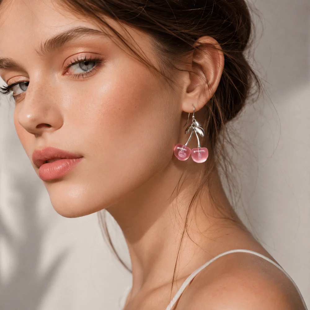 Creative Exaggerate Cherry Earrings Cute Ear Jewelry Dangle Earrings Resin Fruit Earrings Casual Wear