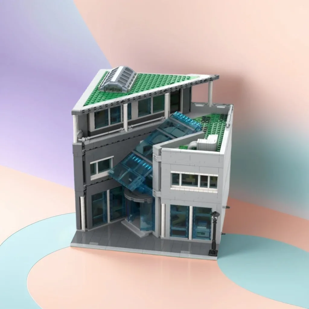 

3082PCS Modular Modern Library MOC Urban Public Building Model Education Building Blocks Gift