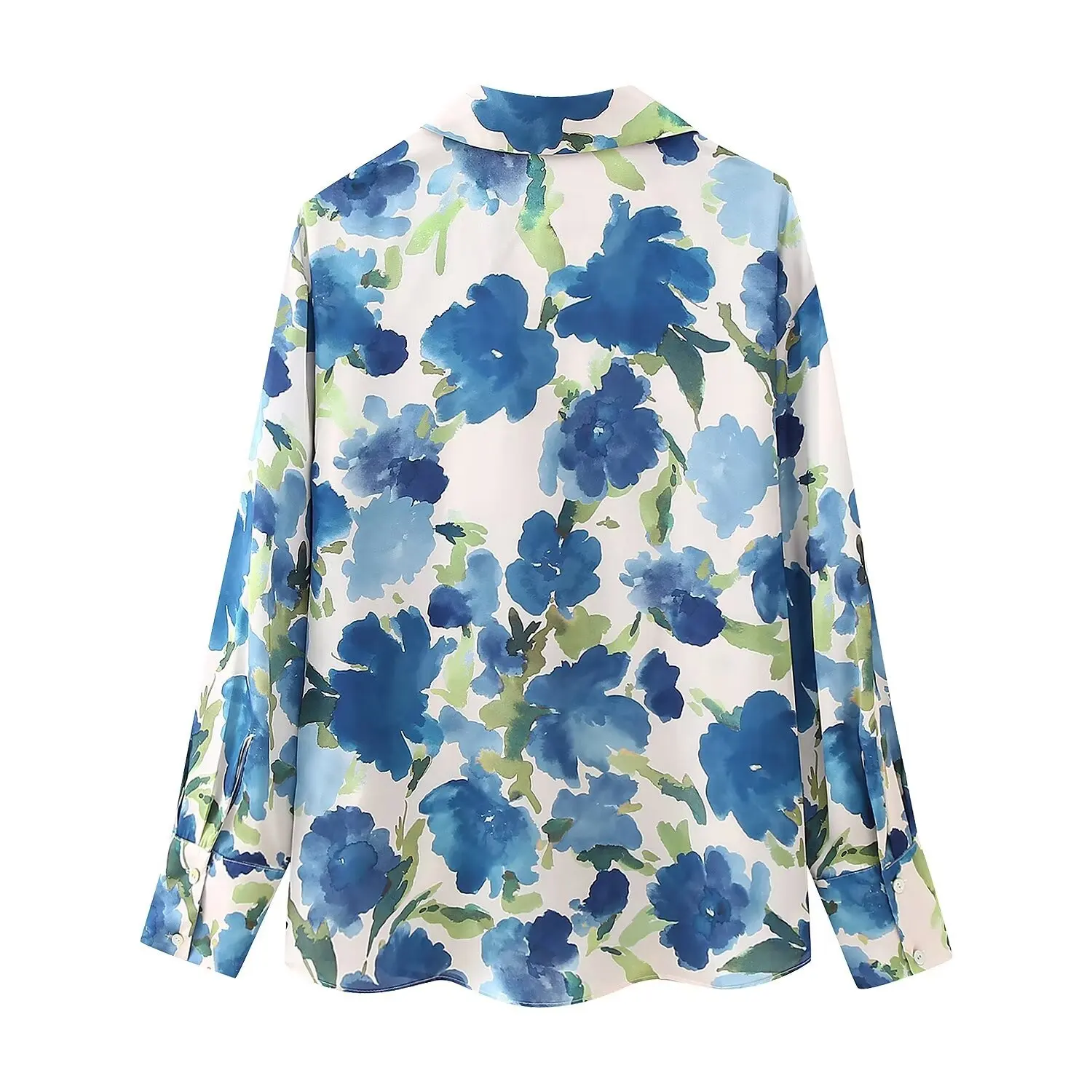 

2026 Spring New Women's Colorful Flower Printed French Blouse Single Breasted Long Sleeve Ladies Silk Cotton Blend Shirt